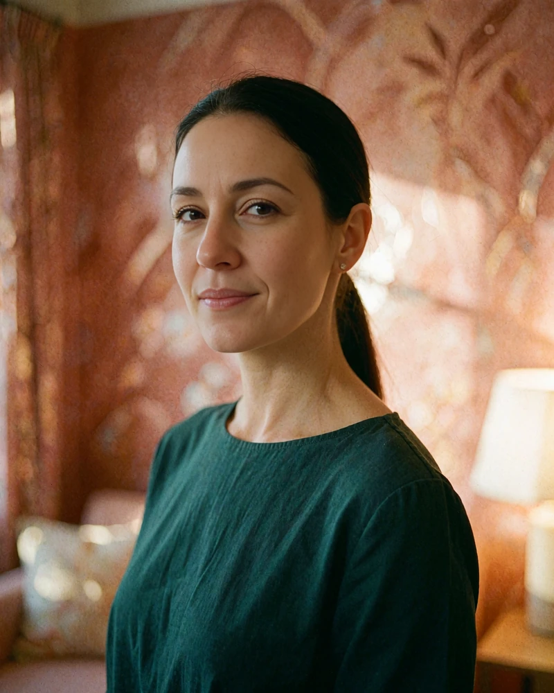 Verified Moldovan member profile photo of a woman with a smooth dark ponytail in a deep-teal top