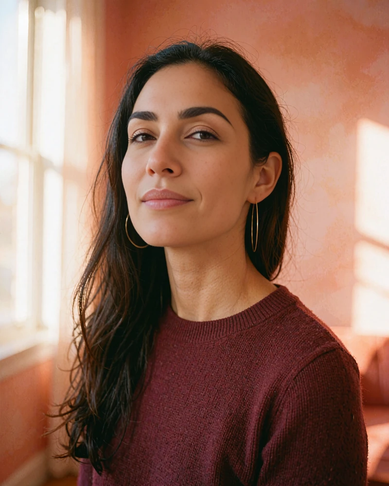 Verified Hungarian member profile photo of a dark-haired woman in a wine-coloured knit top